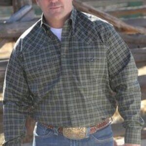 Miller Ranch Wear Green Plaid Western Snap Shirt